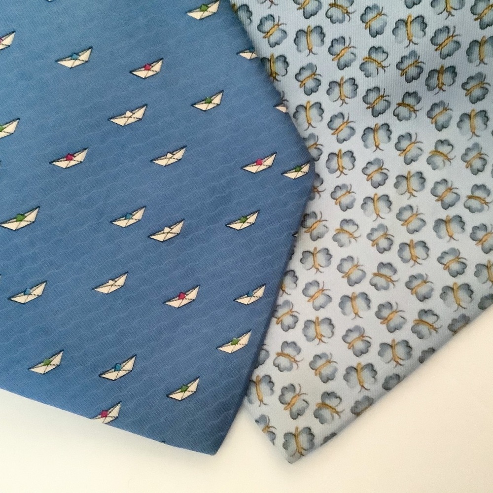Salvatore Ferragamo Blue Butterfly Silk Necktie - Picture 7 of 7